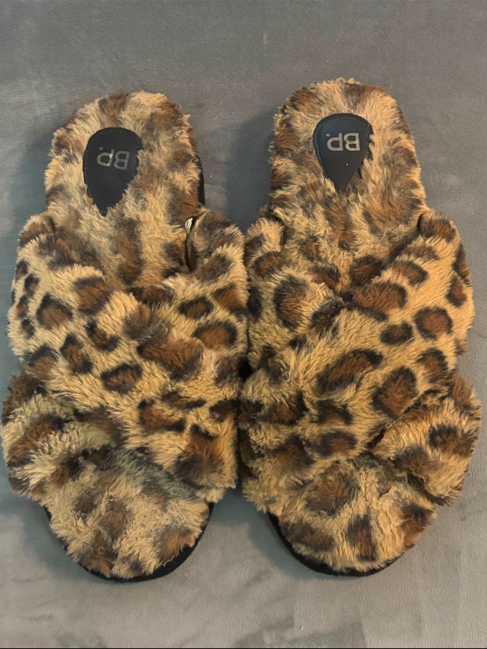 BP. Leopard Print Fuzzy Slippers